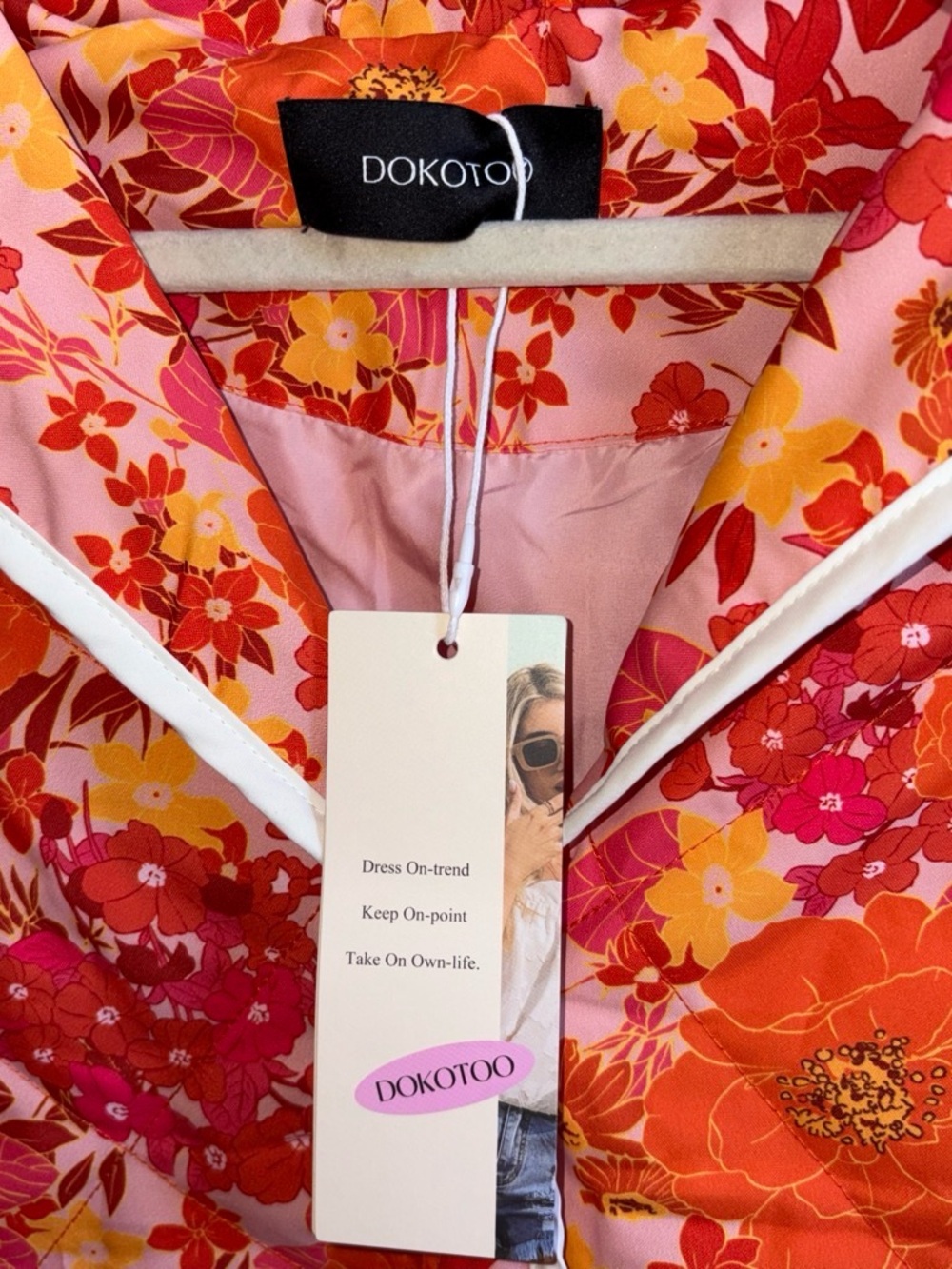 Colorful Floral Quilted Bomber Jacket - Pink & Orange by Kooples - Picture 3 of 4